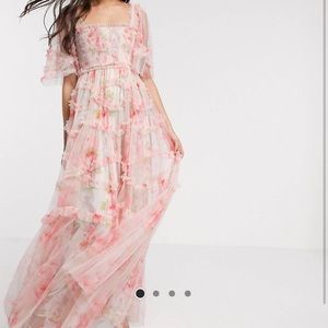 Needle and thread maxi dress in rose print